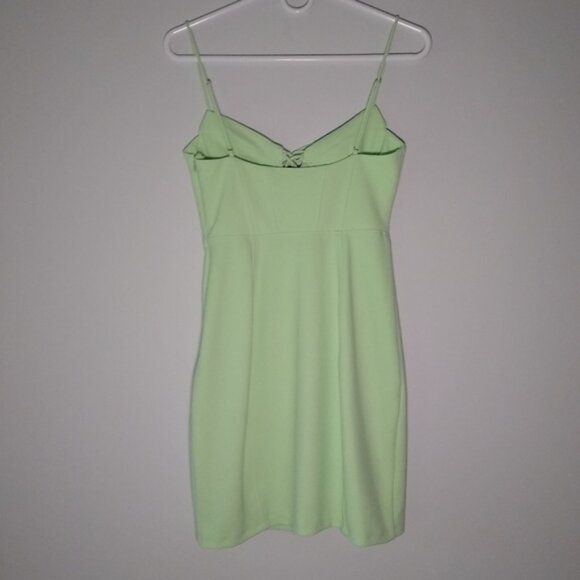 Zara Bodycon Spaghetti Strap Mini Dress with Tie Detail, Size 5 Light Mint Green - Picture 10 of 12